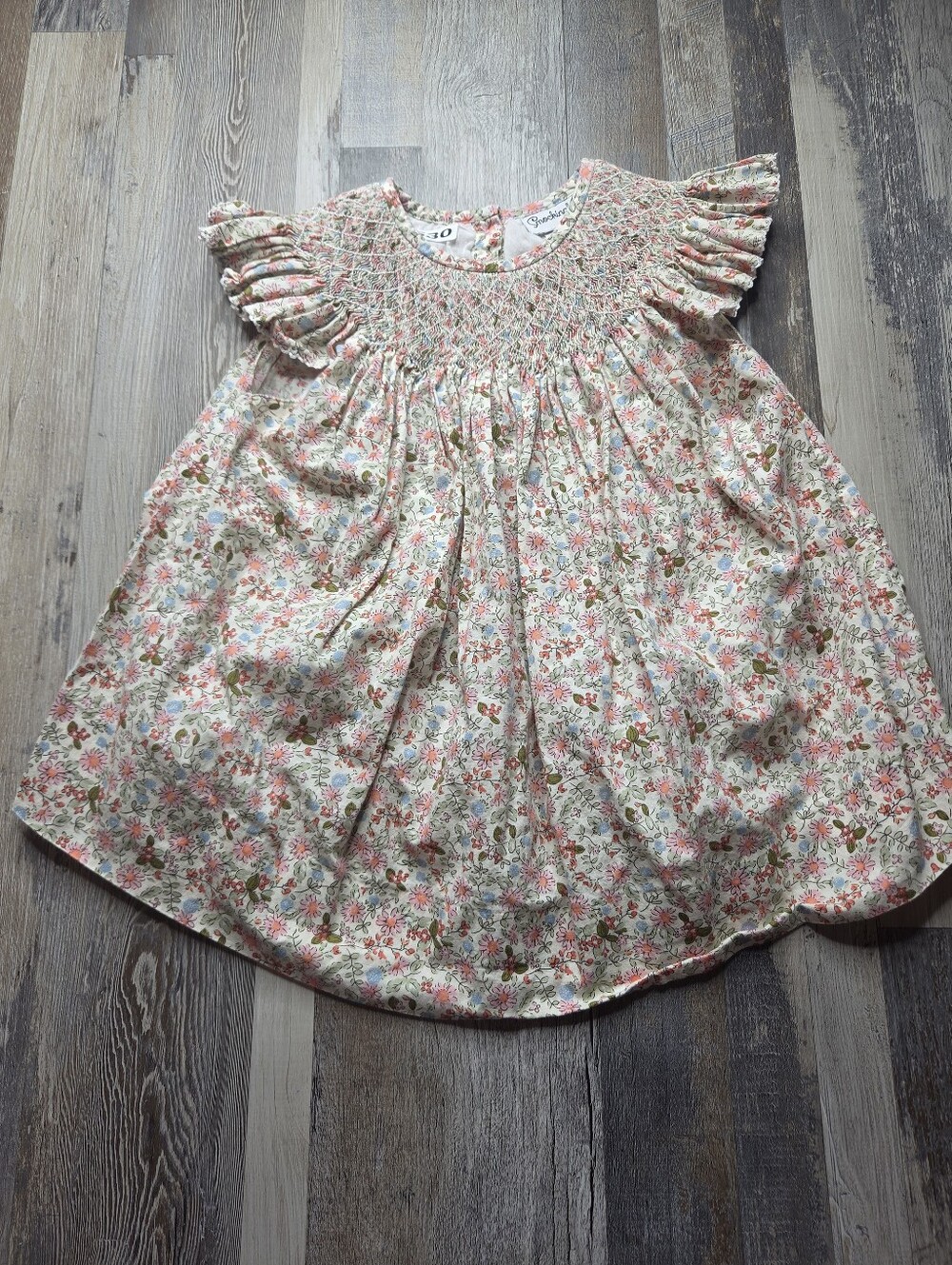 Smockingbird Bishop Style Dress Ditsy Micro Floral Print Size 6 Girls Youth